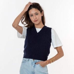 Los Angeles Apparel Cashmere Vest, Small Navy